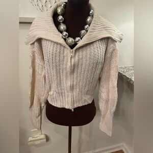 NWOT Chic Cream Women's Zip-Up Cardigan